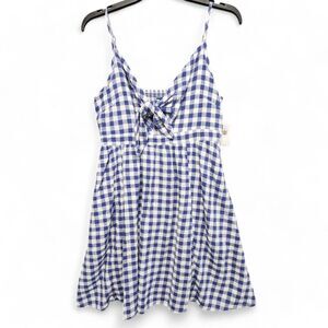 Old Navy Babydoll Y2K Top Womens Medium Plaid Linen Blend Countryside NEW w/ Tag